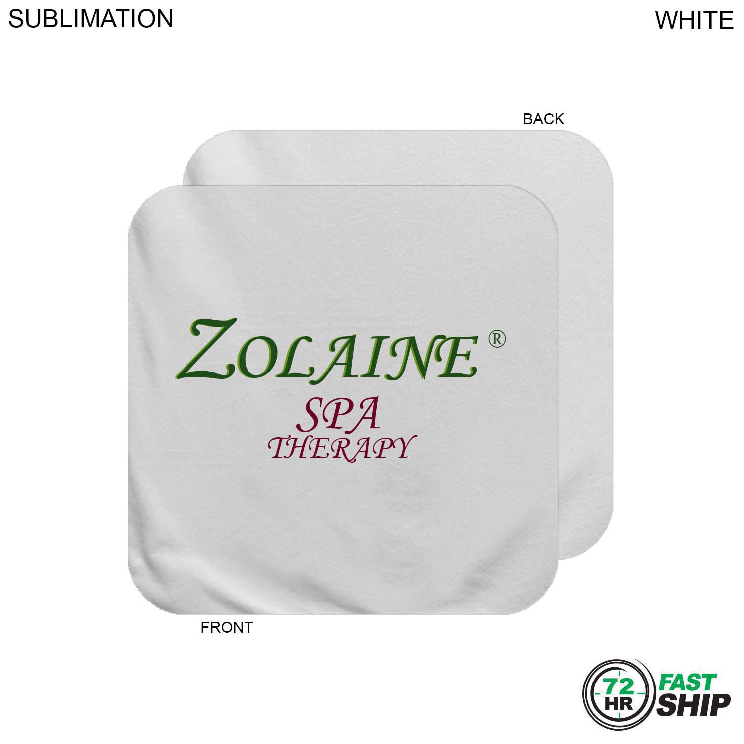 72 Hr Fast Ship - Plush and Soft White Velour Terry Cotton Blend Face Cloth, 12x12, Sublimated 3