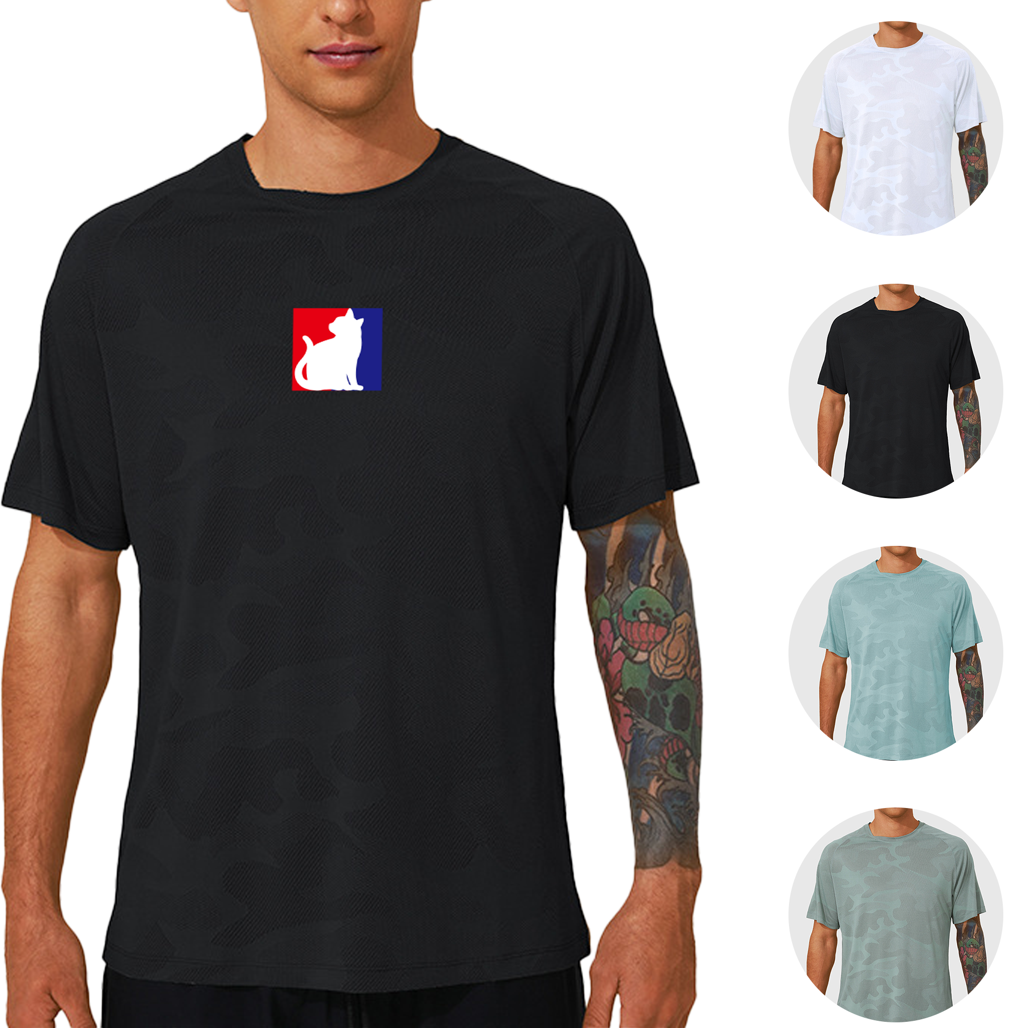 Quick-Dry Running T-Shirt - Loose Fit, Jacquard Design 2