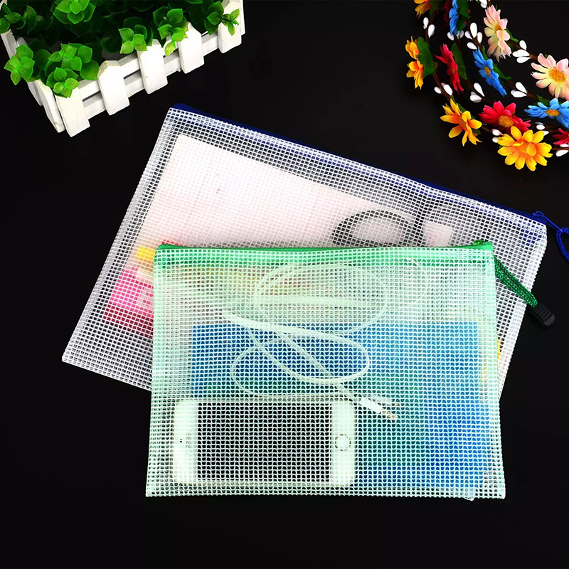 PVC Mesh Zipper Pouch Document Bag 2