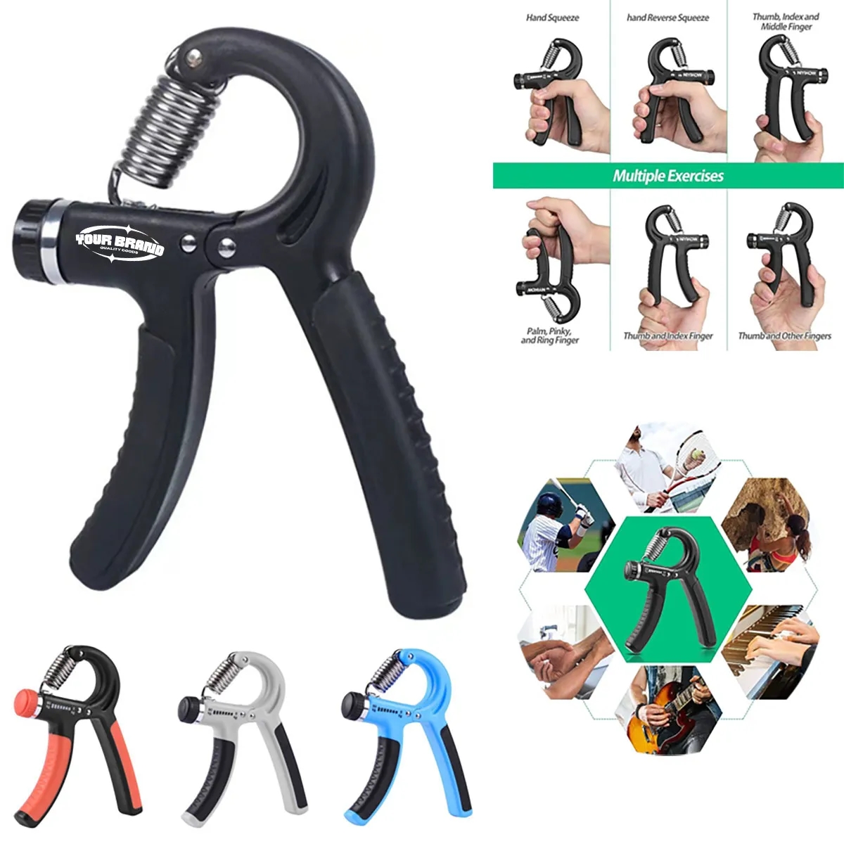 Hand Grip Strengthener Adjustable Resistance 11-132Lbs 3