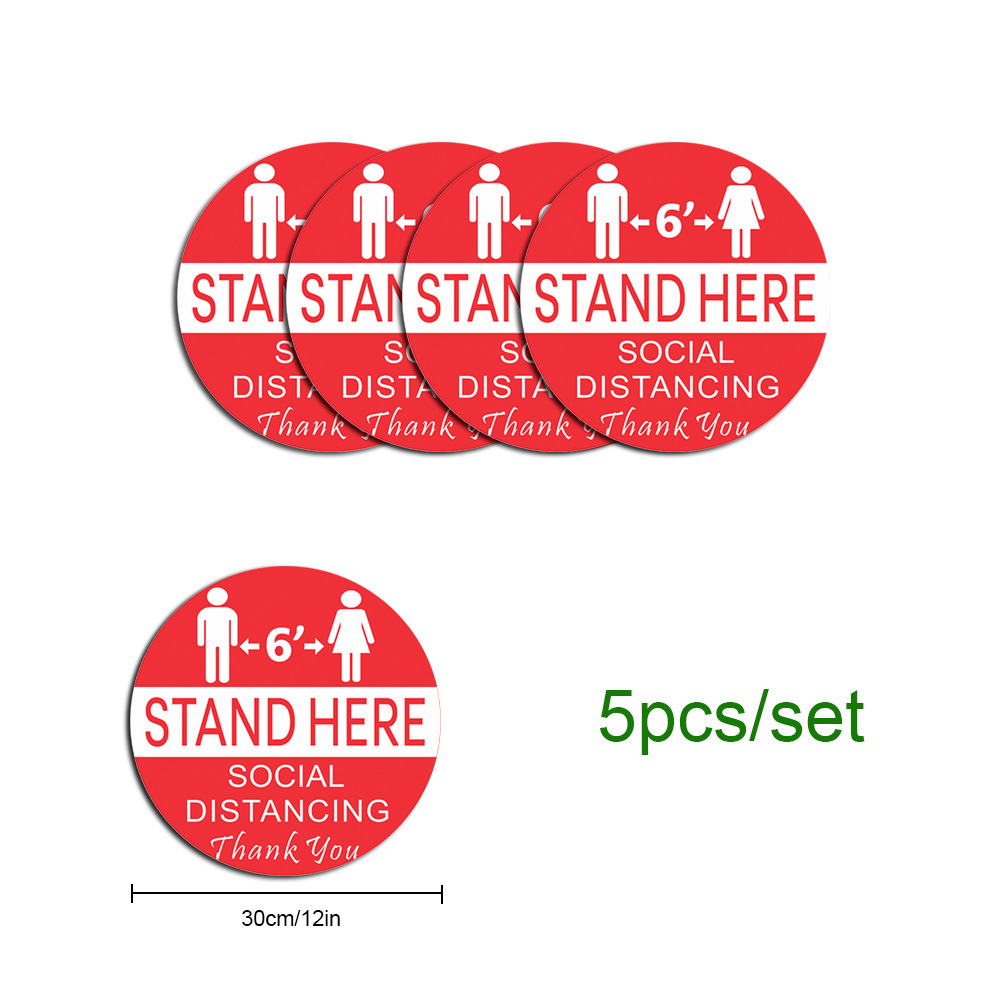 12" PVC Round Social Distancing Floor Sticker & Decals 1