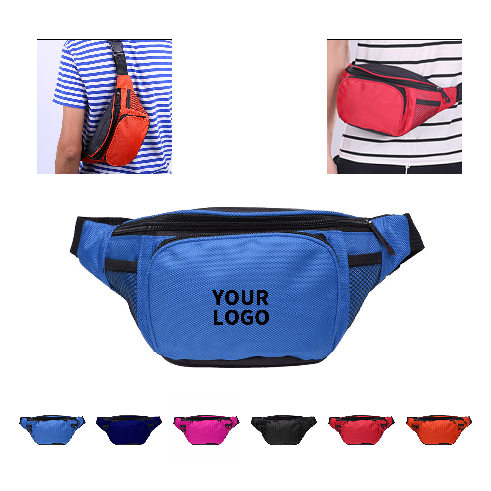 Water Resistant Oxford Waist Fanny Pack 8.7" x 4.9" x 3.5" 3