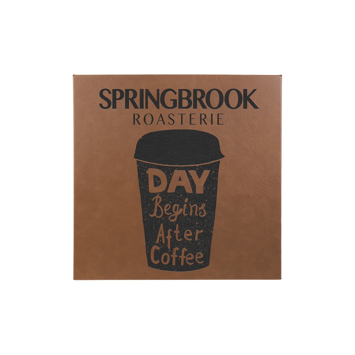 14" x 14" Dark Brown Leatherette Wall Decor