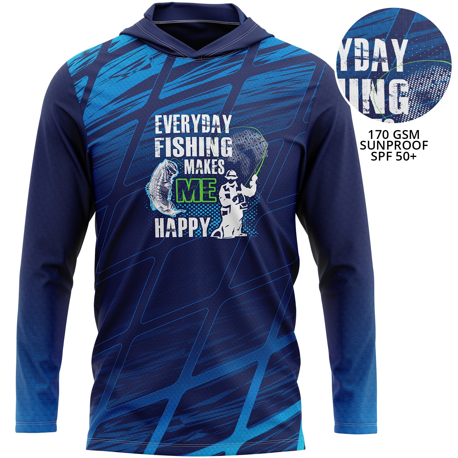 Unisex 170 GSM Sunproof UPF 50+ Fishing Long Sleeve T Shirt with Hoodie 2