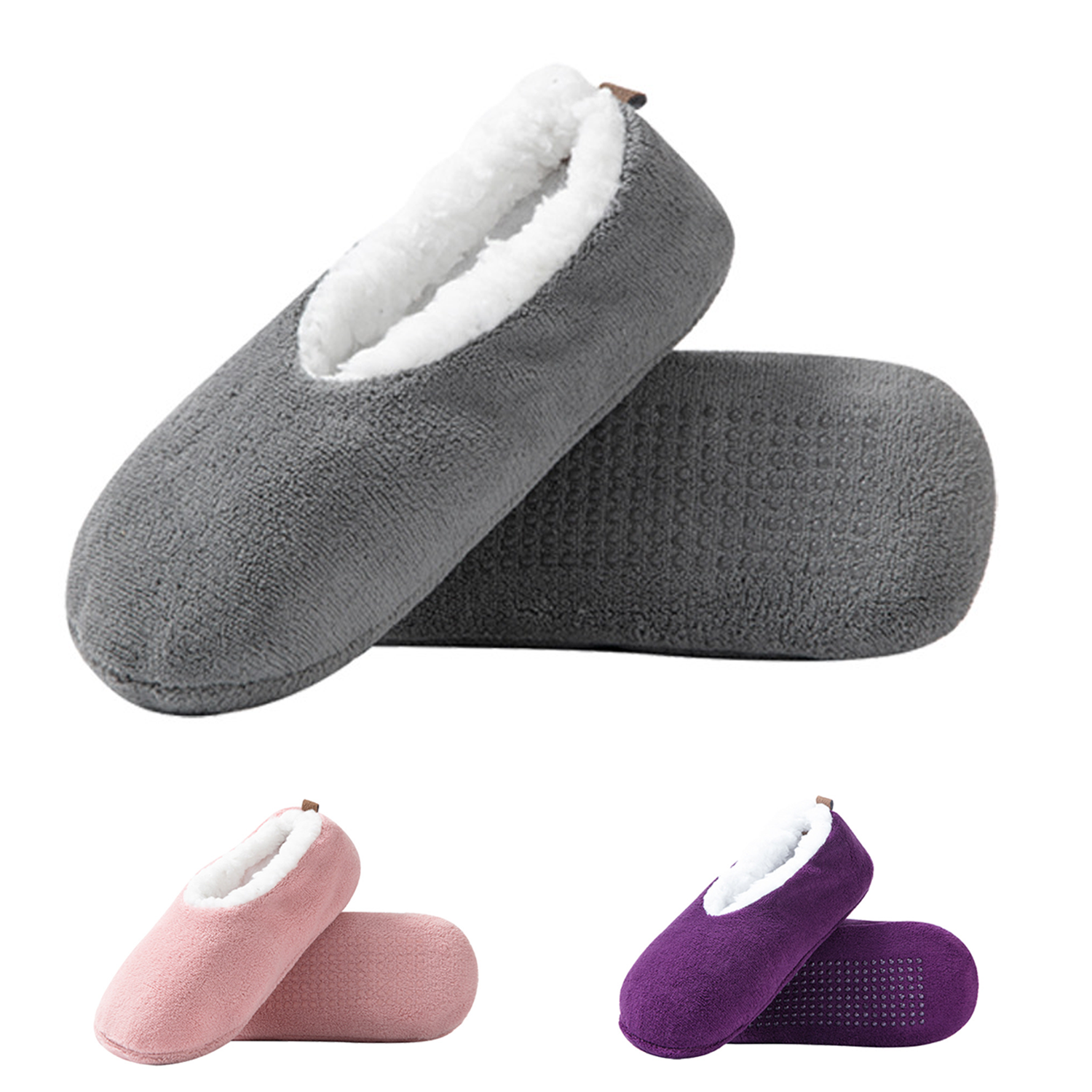 Adult Polyester Fleece Lined Non-Slip Indoor Slipper Socks 8