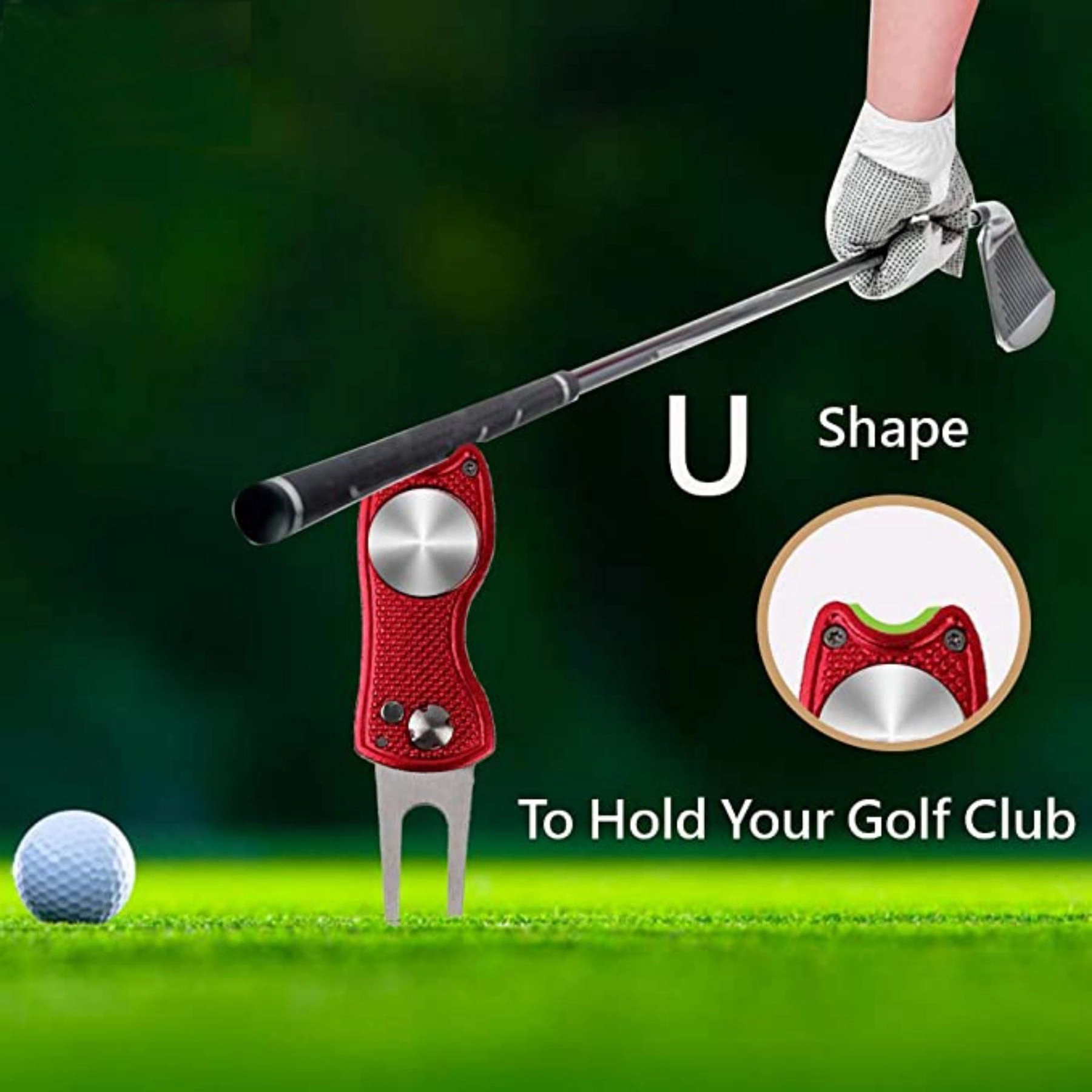Golf Divot Repair Tool Foldable Stainless Steel Switchblade 4