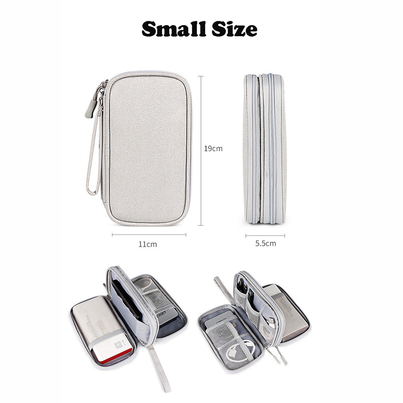 Small Waterproof Double-Layer Travel Cable Organizer Bag Electronic Accessories 12