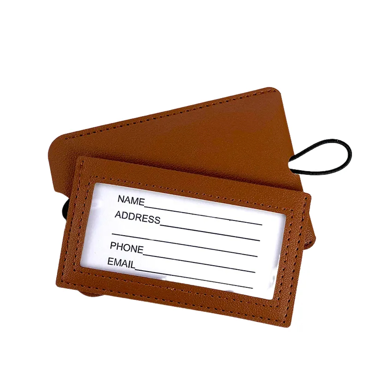 PU Leather Luggage Tag With Elastic Strap 8