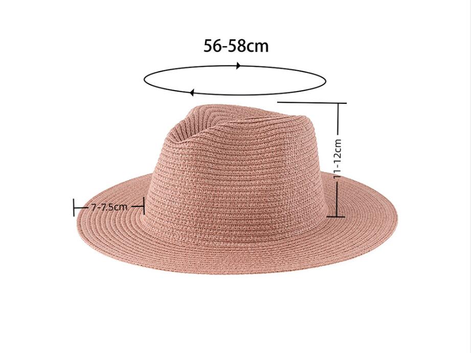 Wide Brim Straw Panama Fedora Beach Sun Hat 5
