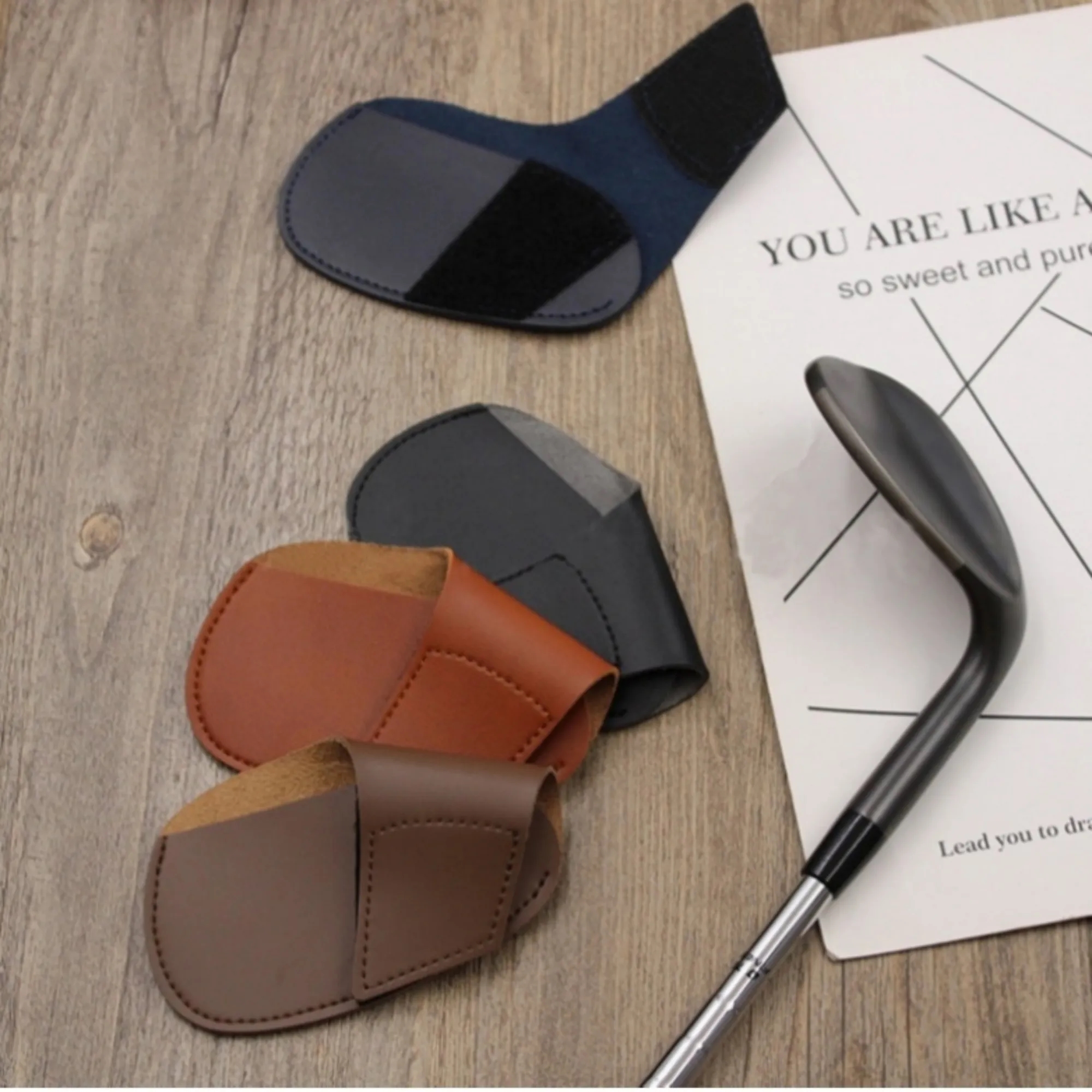 Leather Golf Iron Head Covers Set 3
