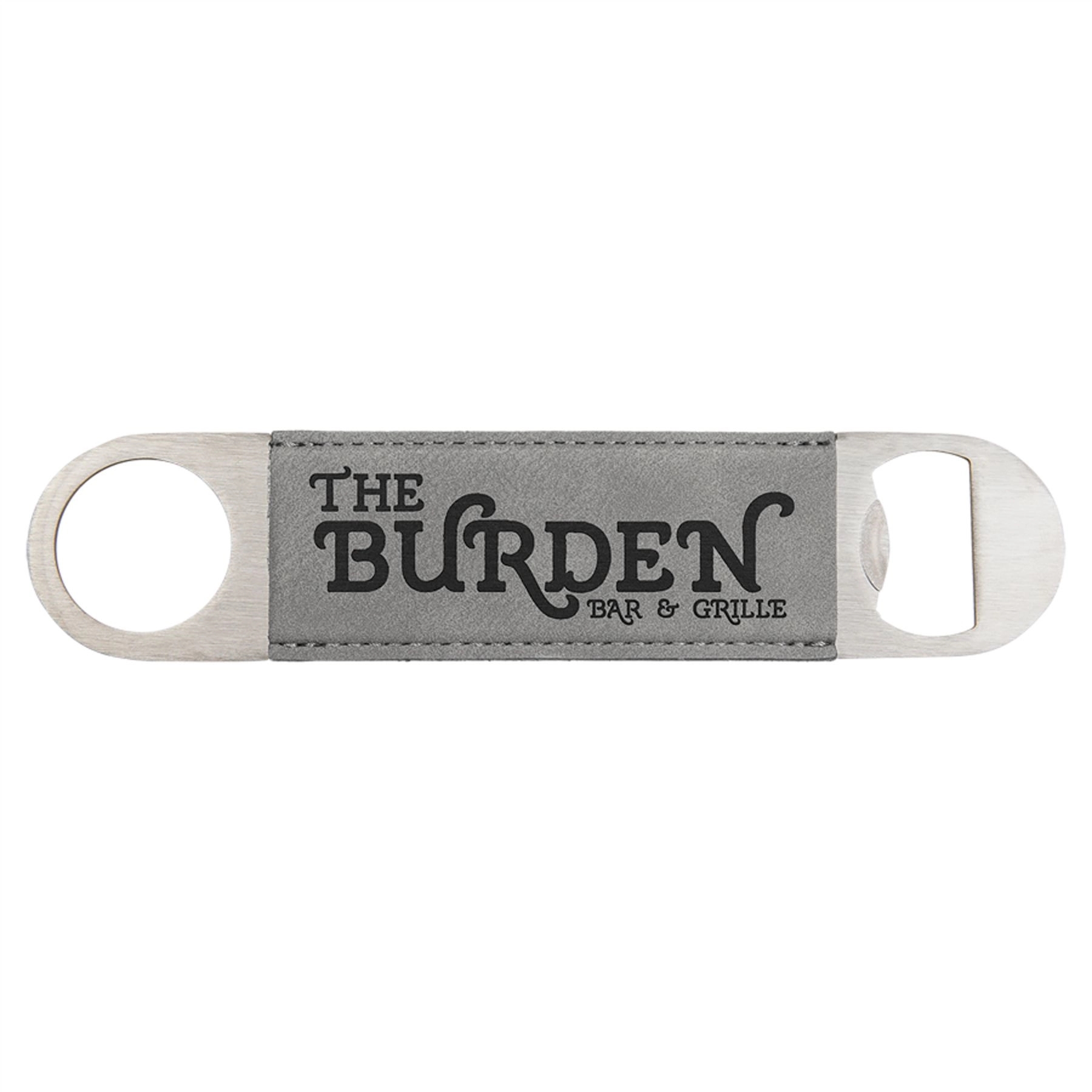 Gray Laserable Leatherette Bottle Opener 1