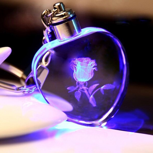 Heart-Shaped Crystal Keychain With LED Light 4