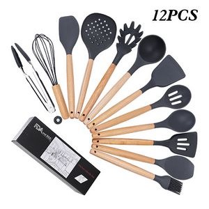 12-Piece Silicone Cookware Sets With Wooden Handle 2