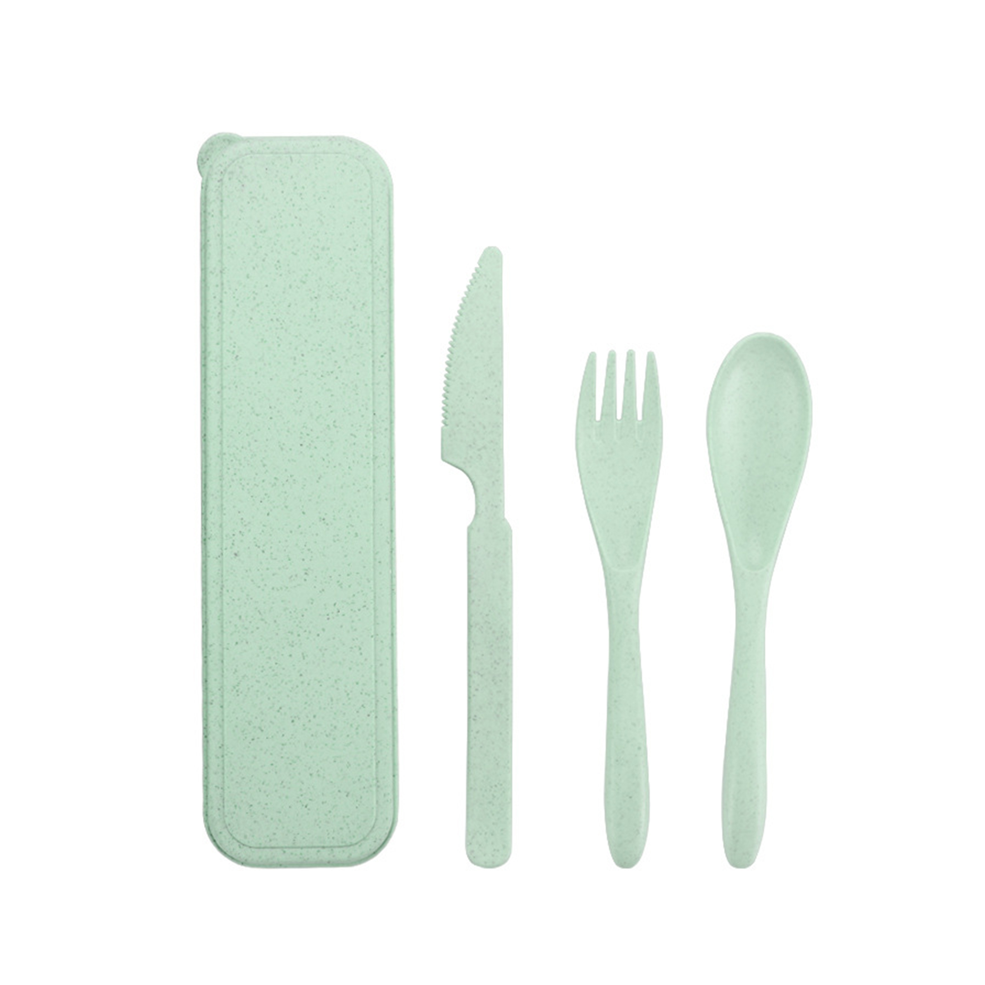 Wheat Straw Cutlery Set With Travel Case 8.3" Length X 2.2" Width 6