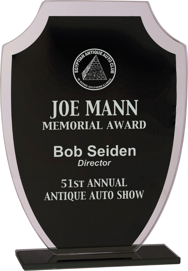 7 1/4" Black Shield Reflection Glass Award 1