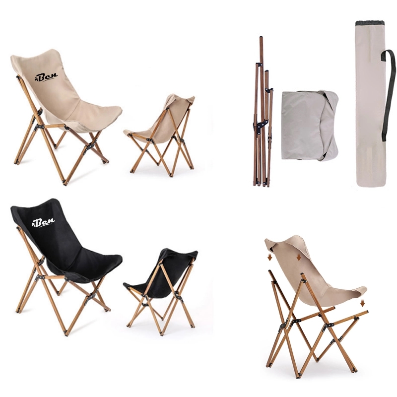Beach Folding Chair With Wooden Handle And Shoulder Strap 2