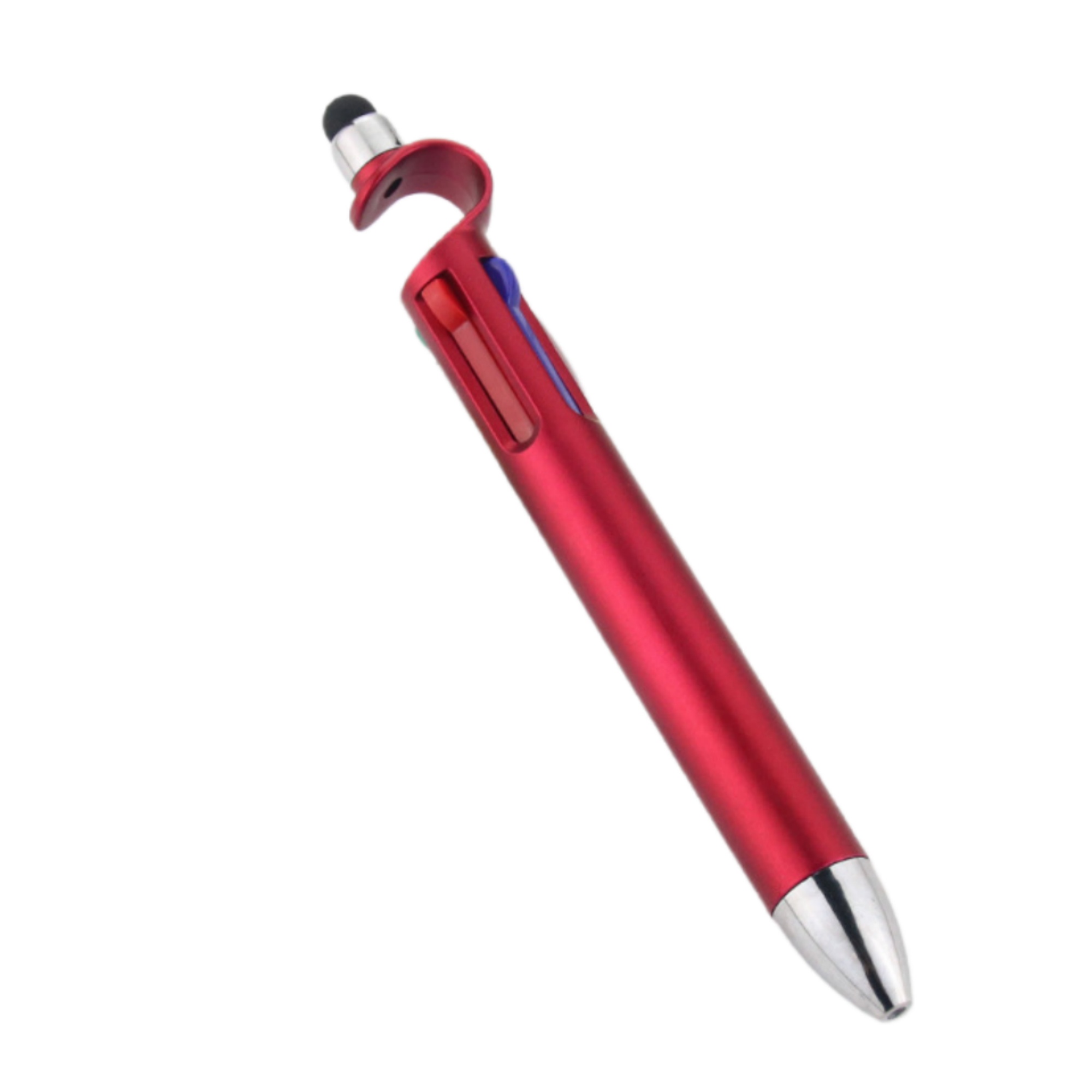 Multifunctional 4-Color Ballpoint Pens with Phone Holder + Stylue Pen 10