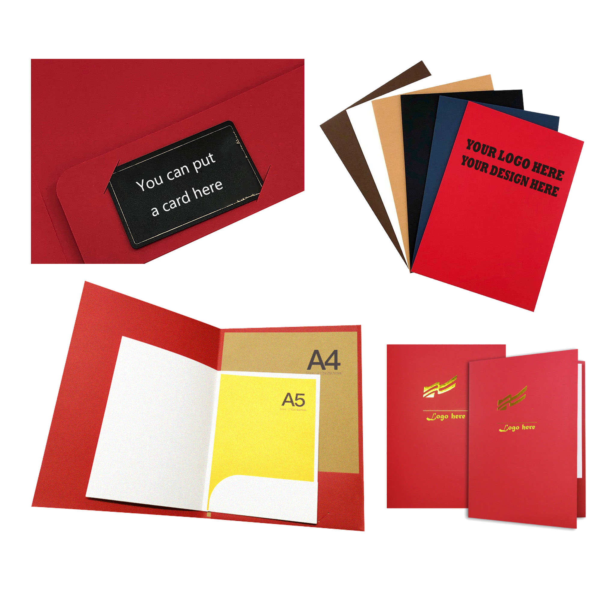 MOQ500 High-Quality 300g White Card Paper Folder 1