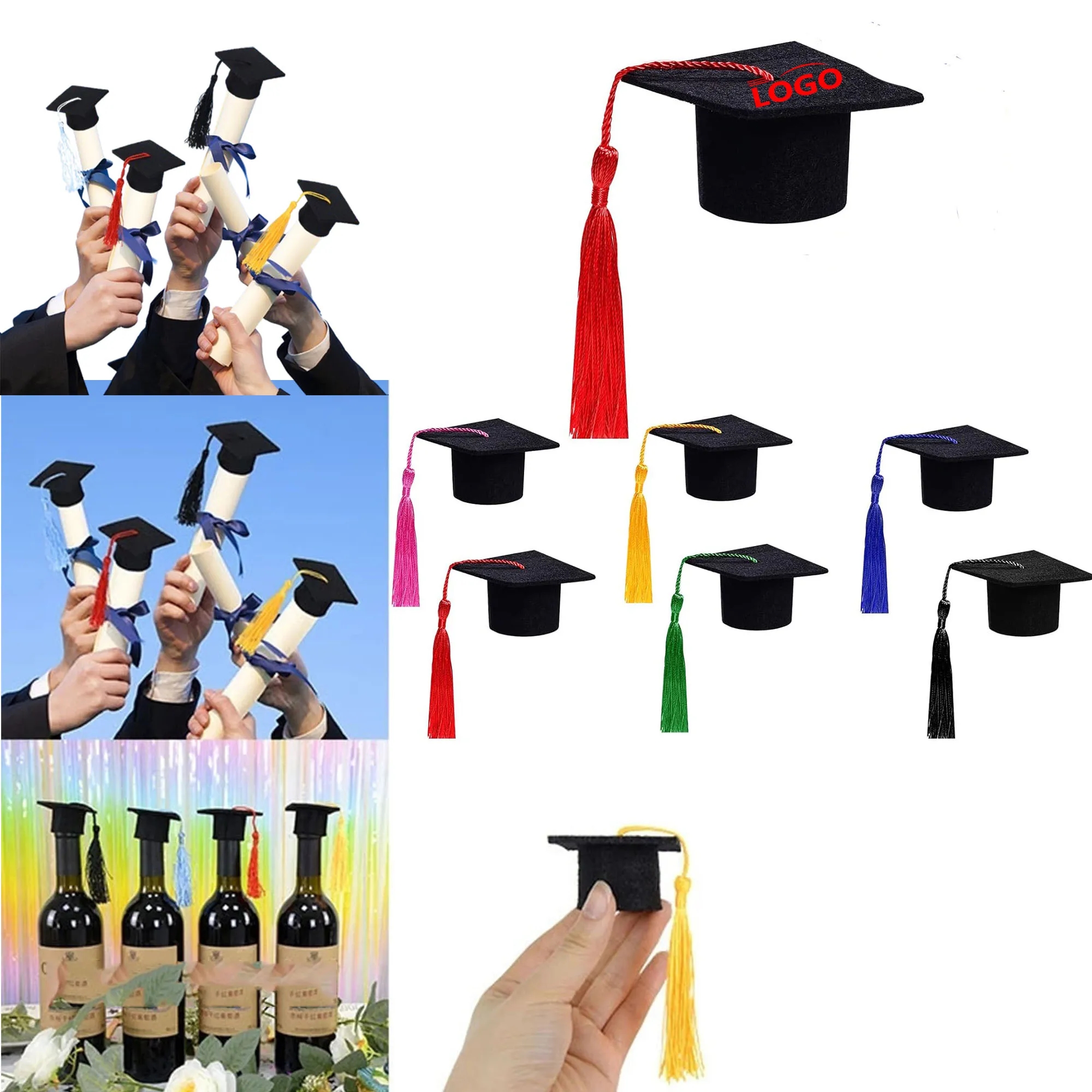 Mini Graduation Cap Felt Hat Bottle Topper 6