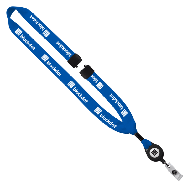 3/4" Cotton Lanyard with Metal Crimp & Retractable Badge Reel 44