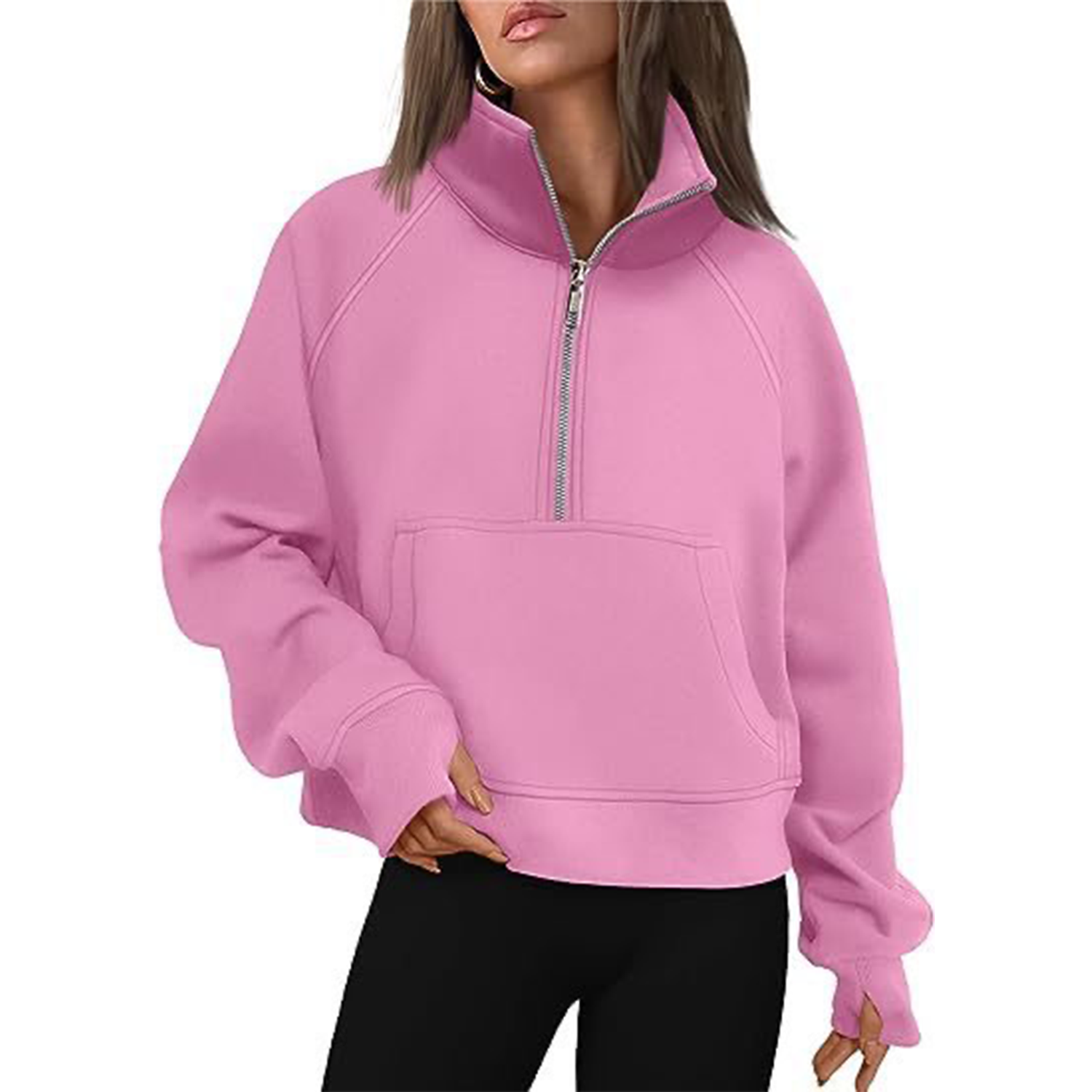 Sweatshirts Half Zip Cropped Pullover Fleece Quarter Zipper, custom hoodie or sweatshirt with logo imprint 4