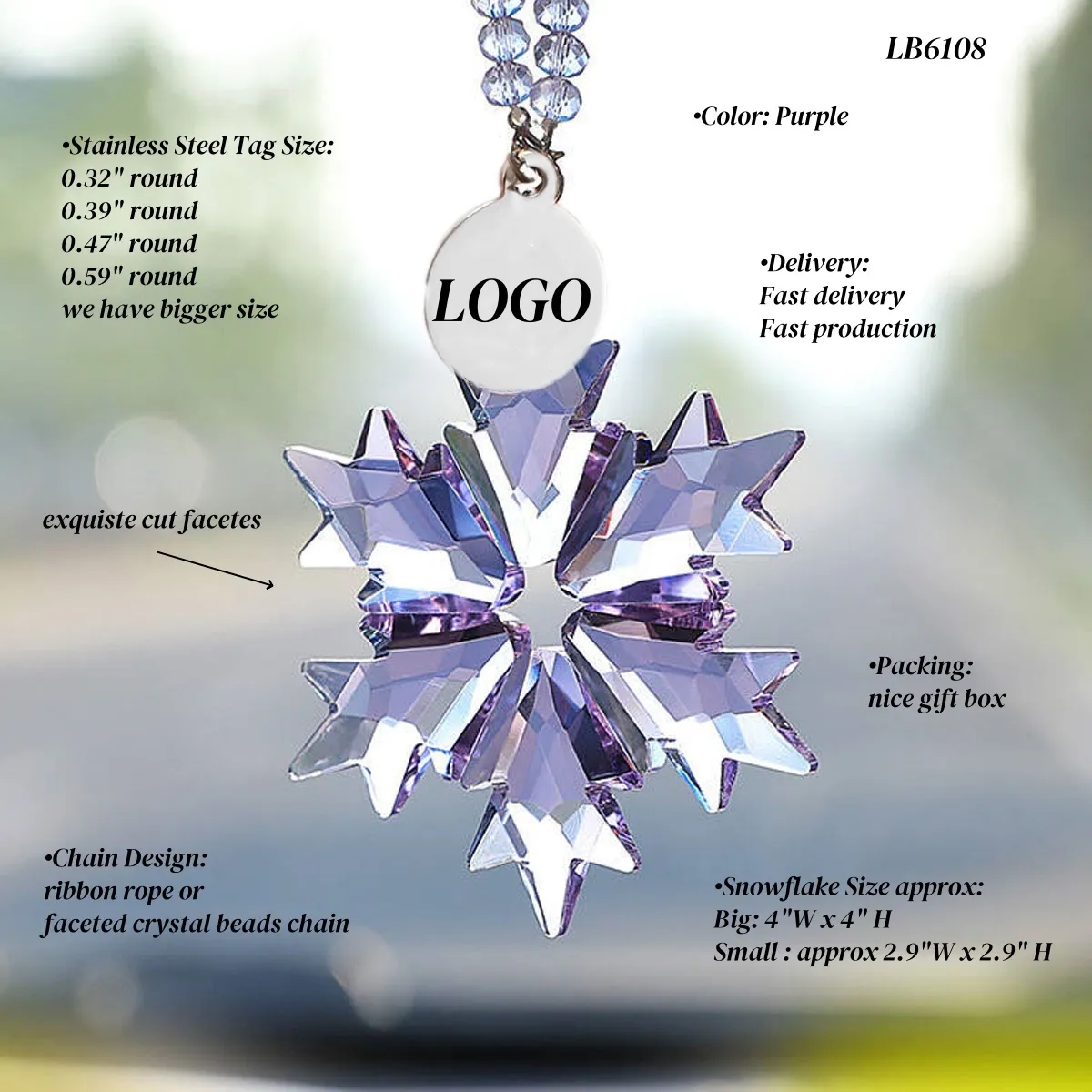 Cut Crystal Snowflake Hanging Suncatcher Xmas Ornaments 5