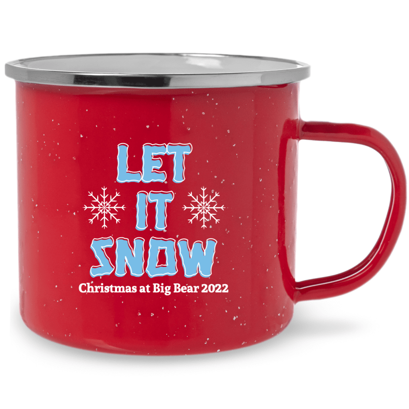 Personalized Phrase Let It Snow Campfire Mugs 2