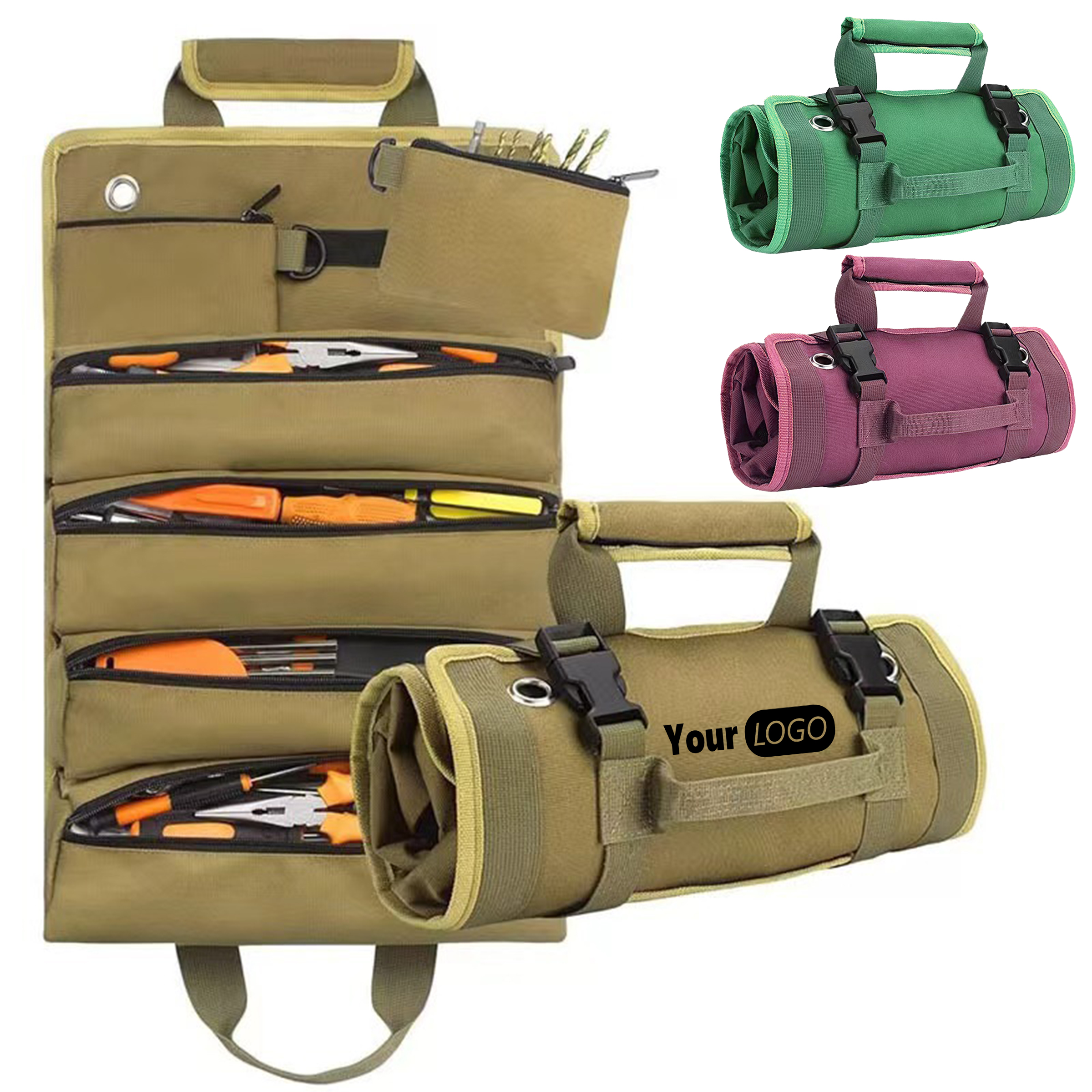 Oxford Roll-Up Tool Bag With Multiple Compartments 2