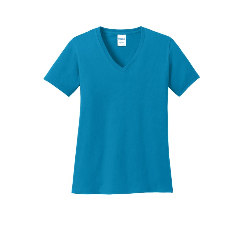 Port & Company Women's Core Cotton V-Neck Tee. 16