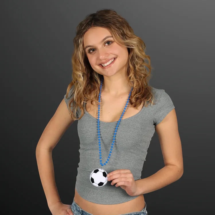 Soccer Ball Medallion with Beaded Necklace (Non Light Up) 8