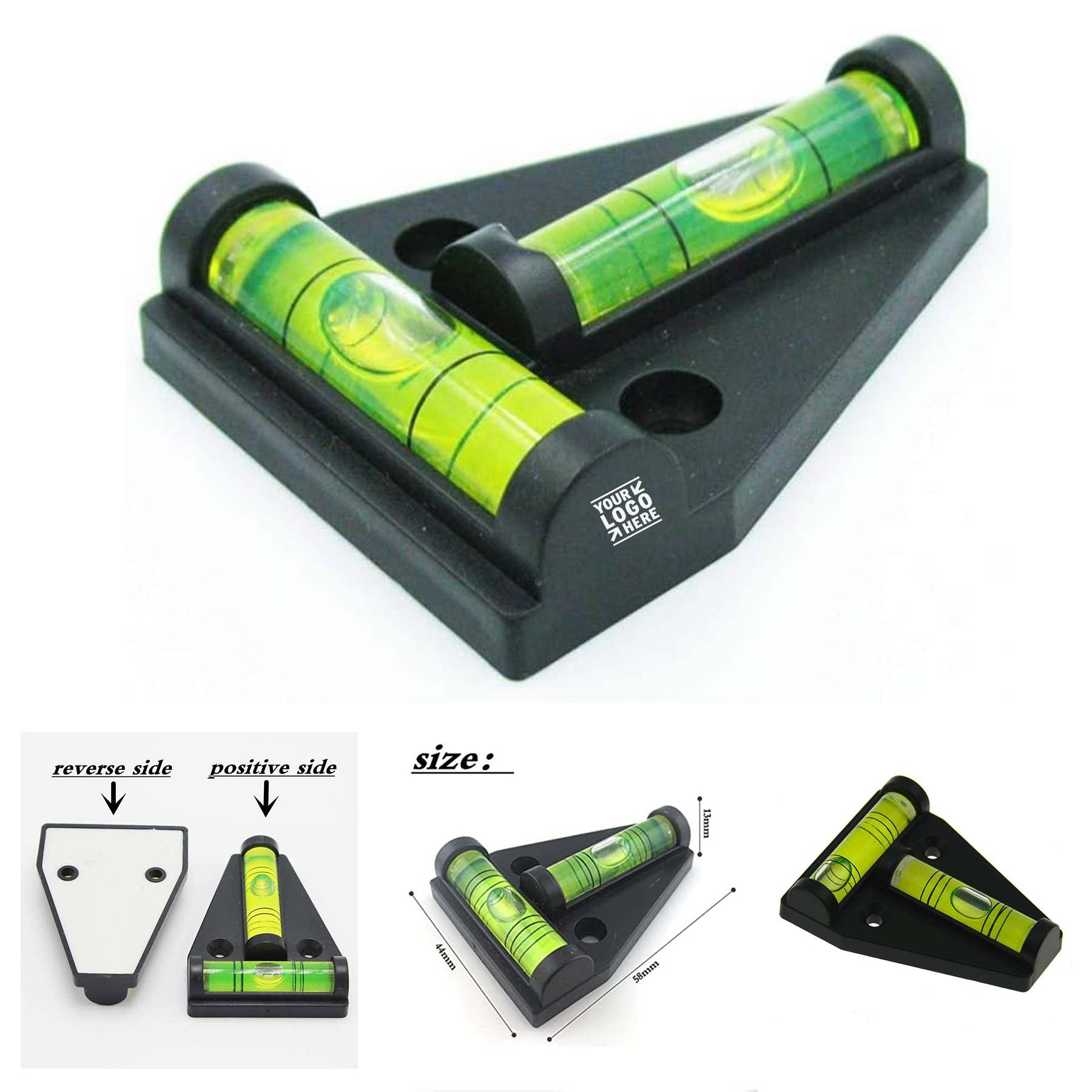Multi-purpose T Type Black Bidirectional Triangle Horizontal With Base Mounting Hole Level Bubble