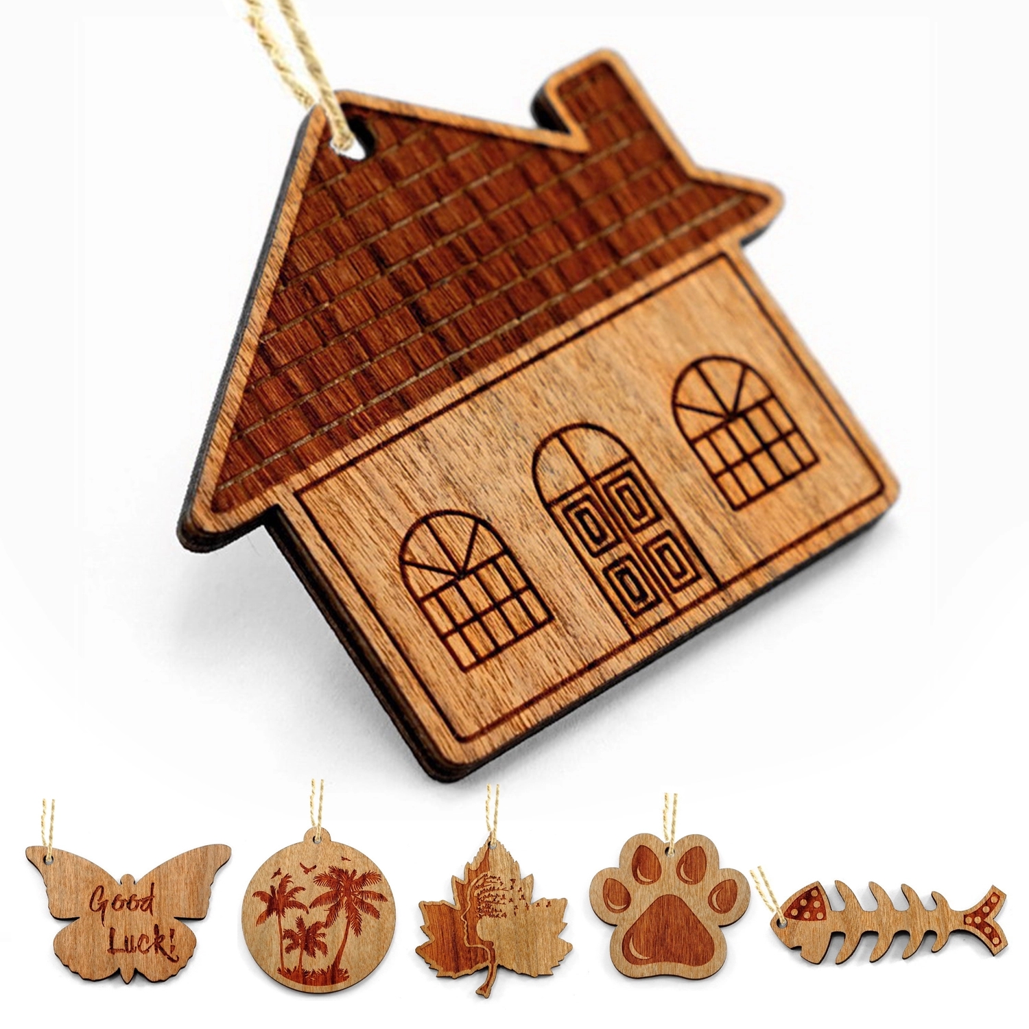 3.5" Wooden Ornaments W/ Laser Engraving-Customized Shape 2