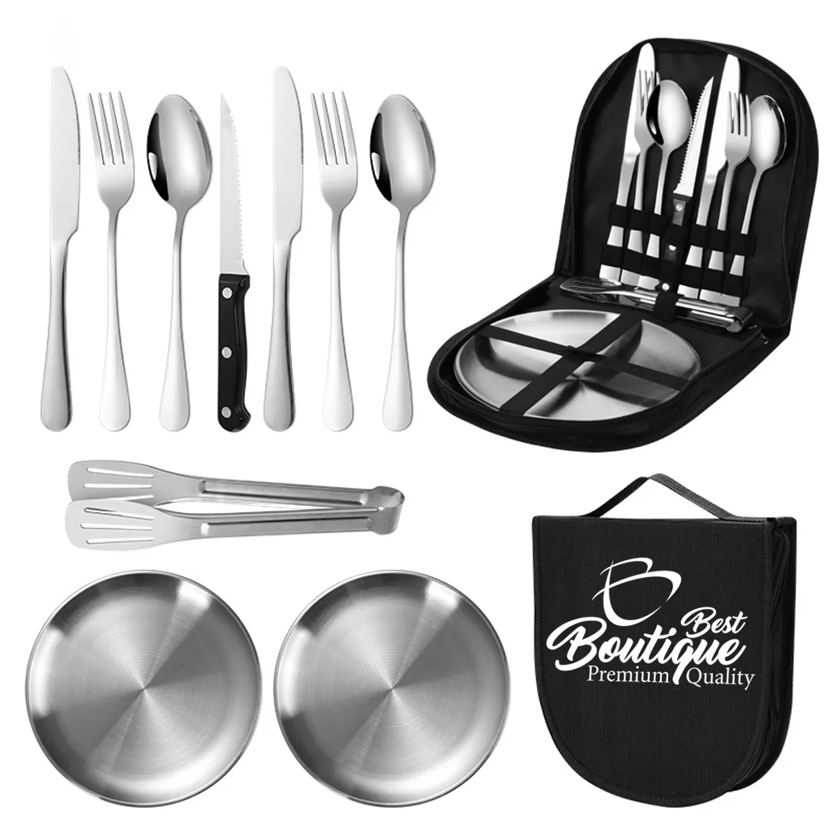 Custom Portable Stainless Steel Picnic Camping Utensil Set 4