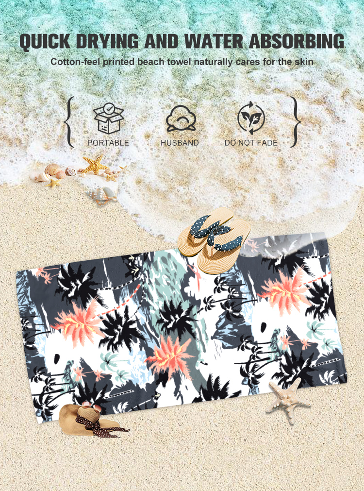 27 1/2" W x 59" L Microfiber Velour Full Color Beach Towel 4