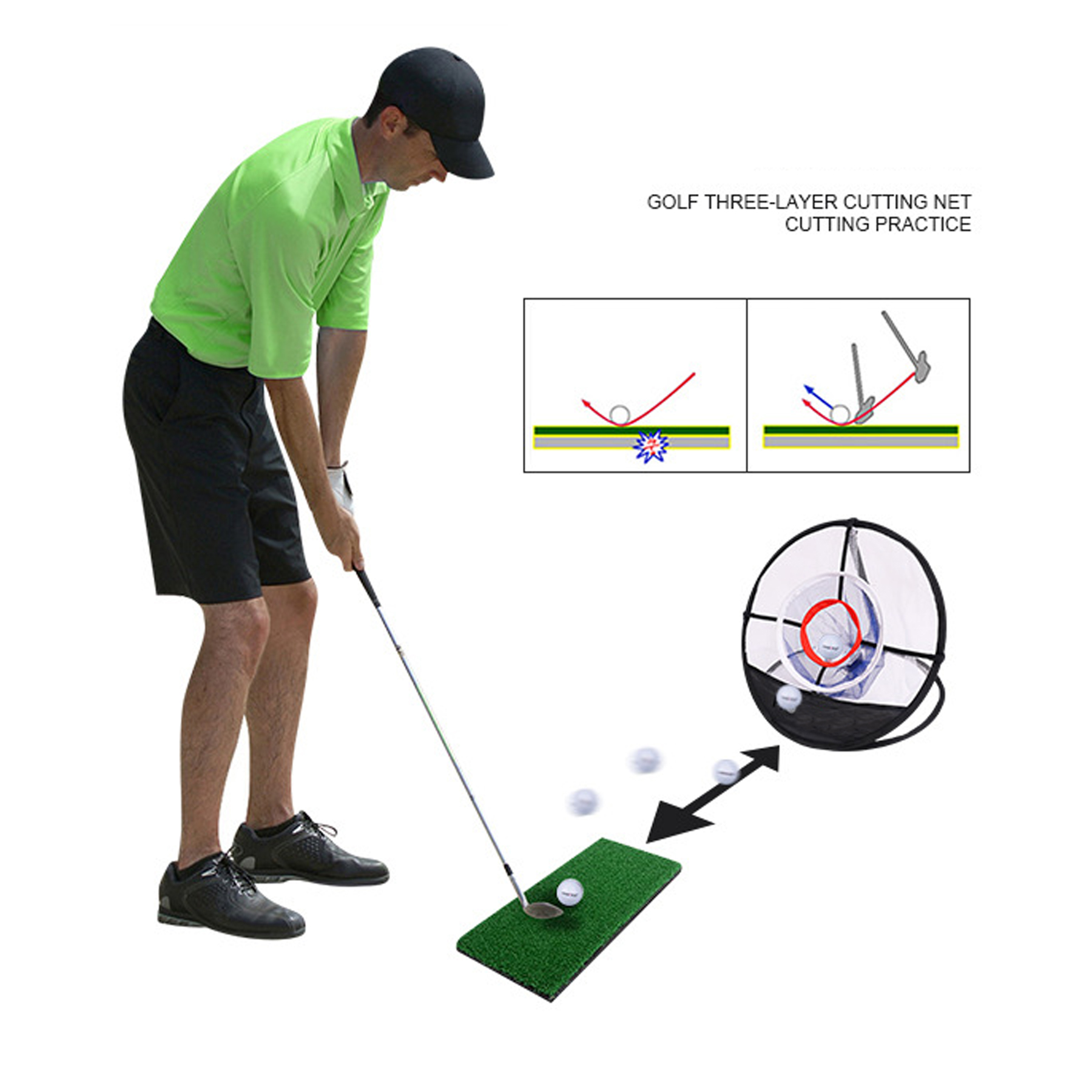 Golf Chipping Practice Net with 3 Targets 2