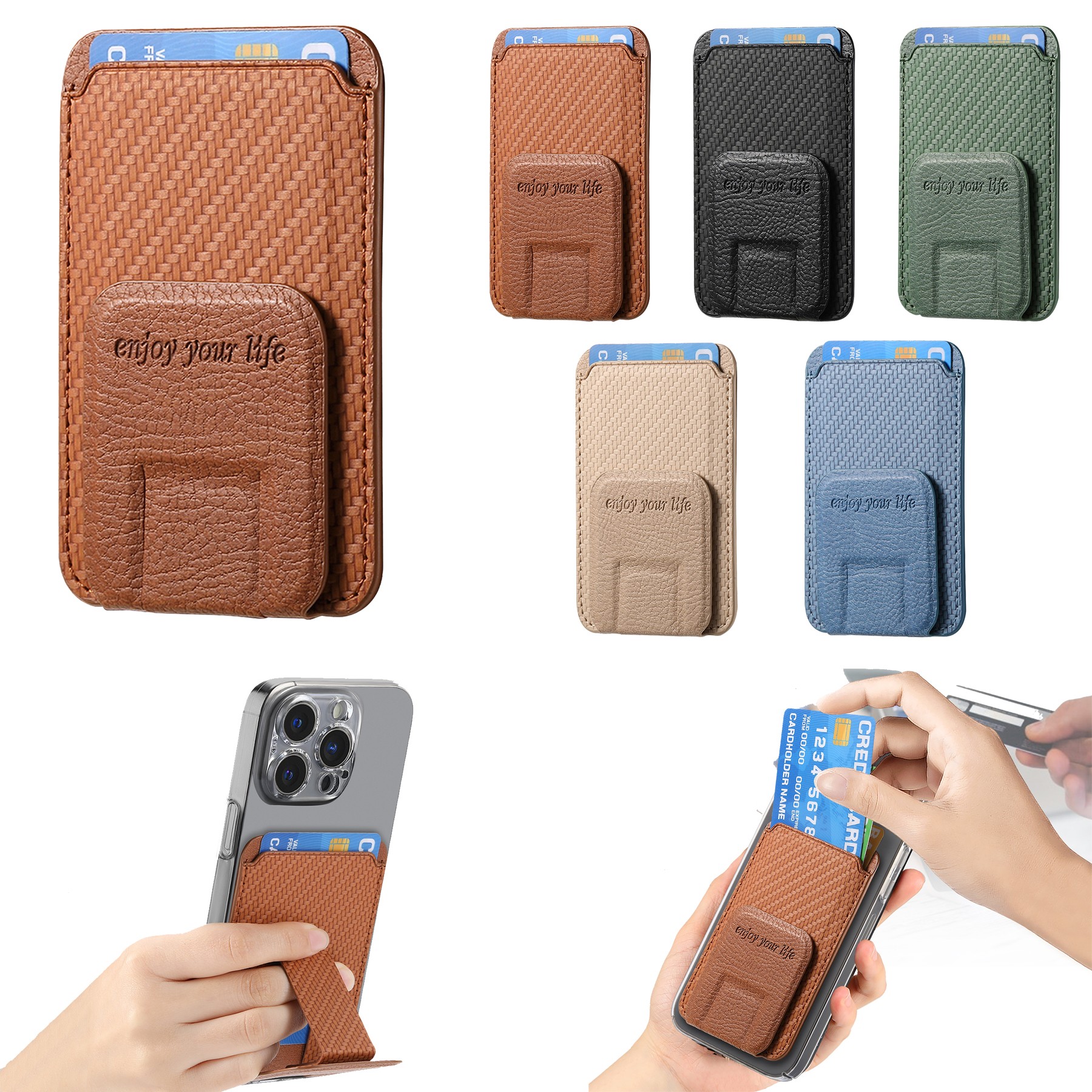 Multi-Functional Carbon Fiber Phone Holder Card Case 8
