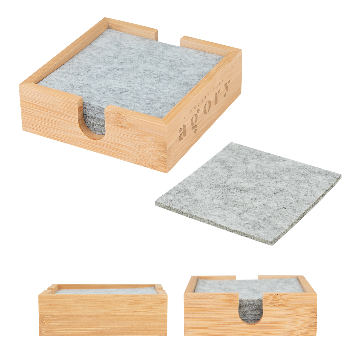 Bamboo & Recycled Felt Coaster Set 3