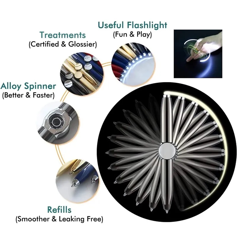 Fingertips Gyro LED Light Ballpoint Pen Toy 5