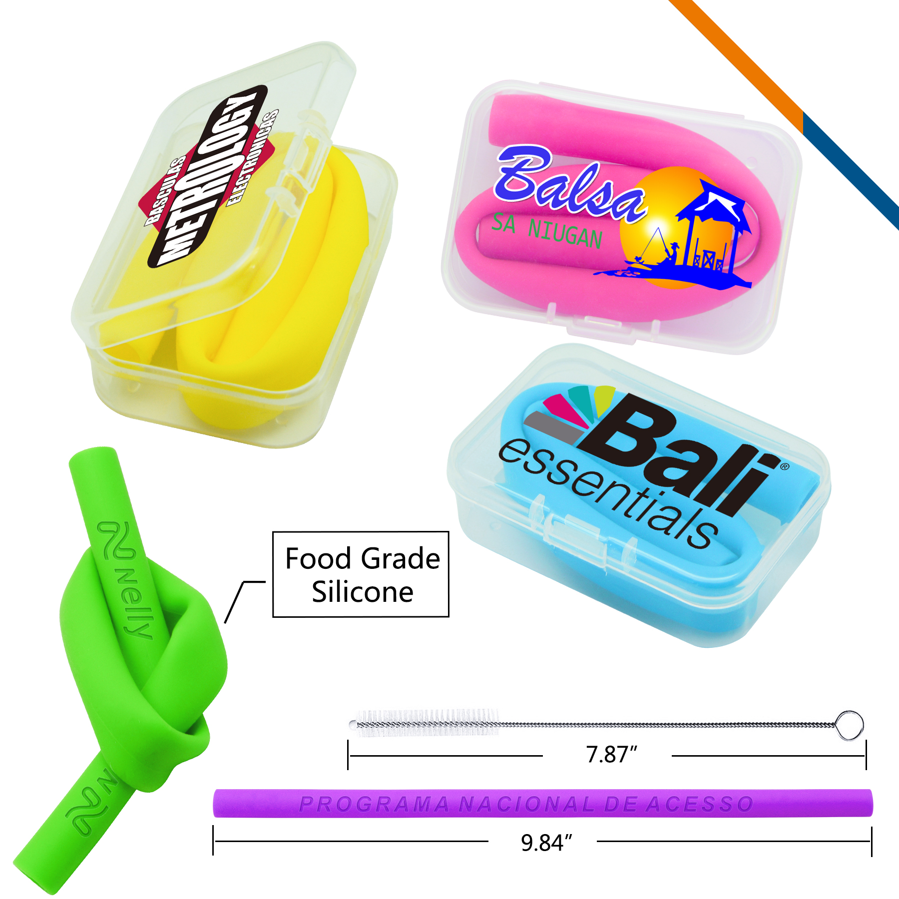 Rainbow Silicone Straw, custom straw with logo imprint 3