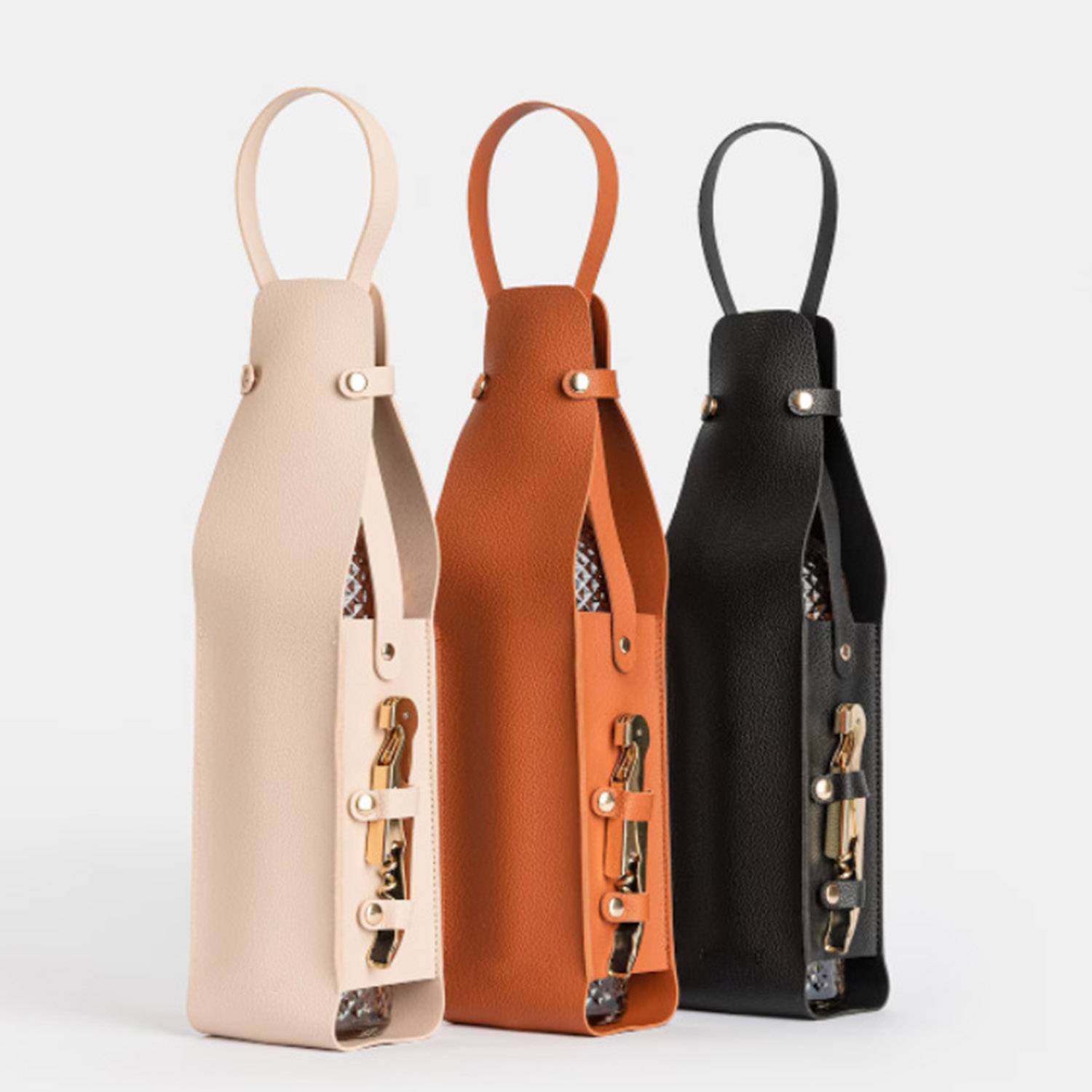 Pu Leather Wine Bottle Carrier Gift Bag 9