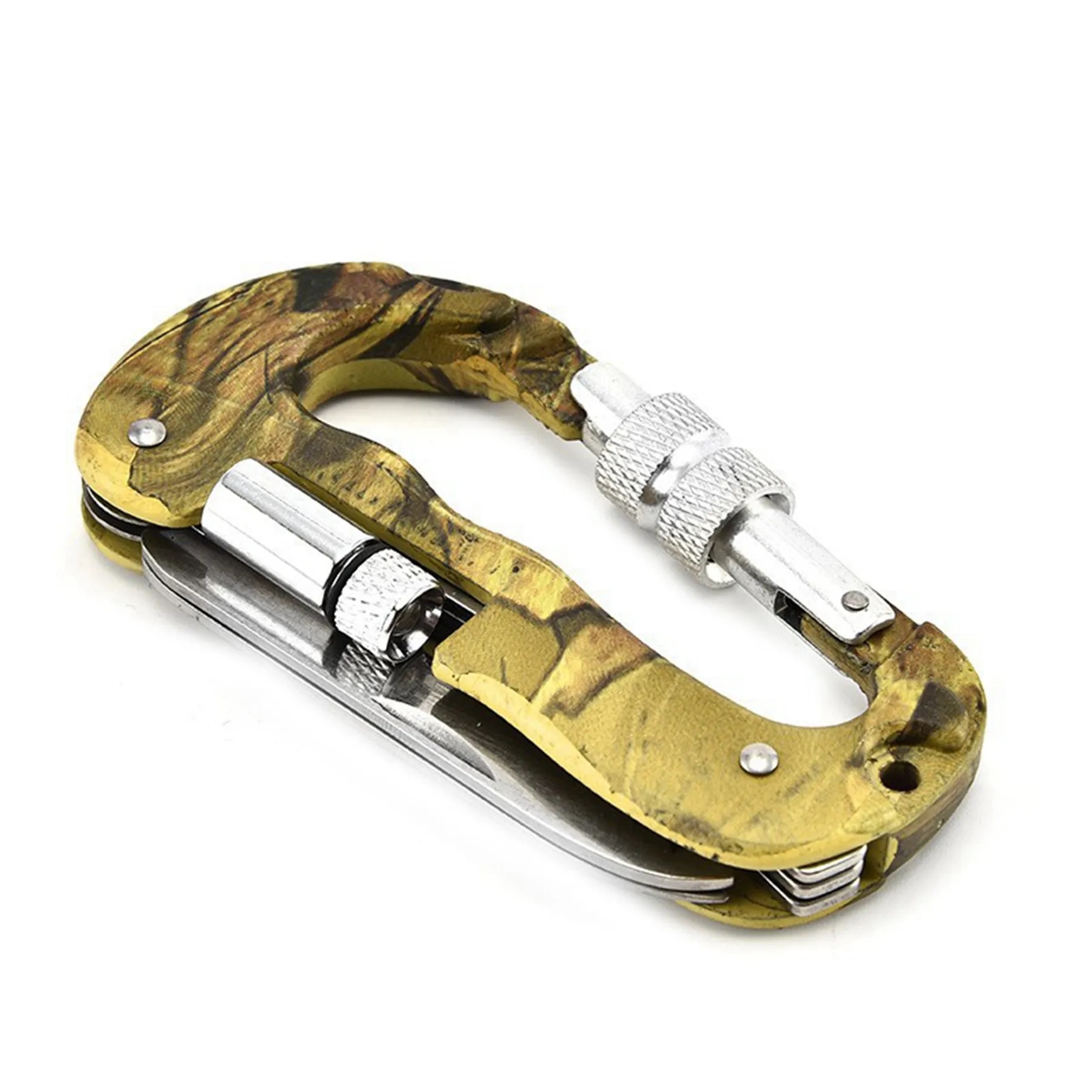 D Type Multi-function Carabiner Knife with Led Light 4