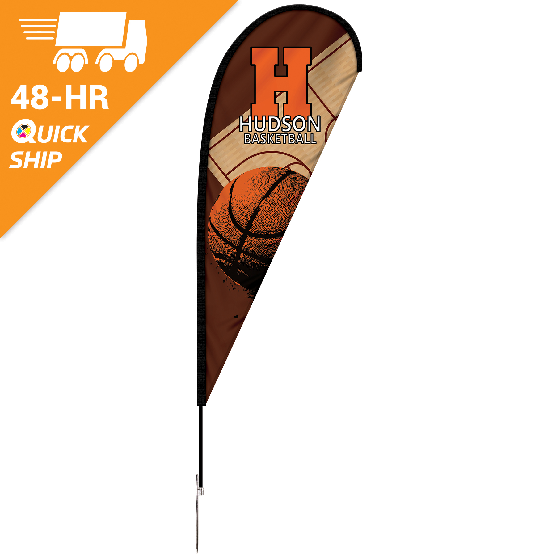 48 - Hour 6' Single Reverse Teardrop Banner with Hardware Set 10