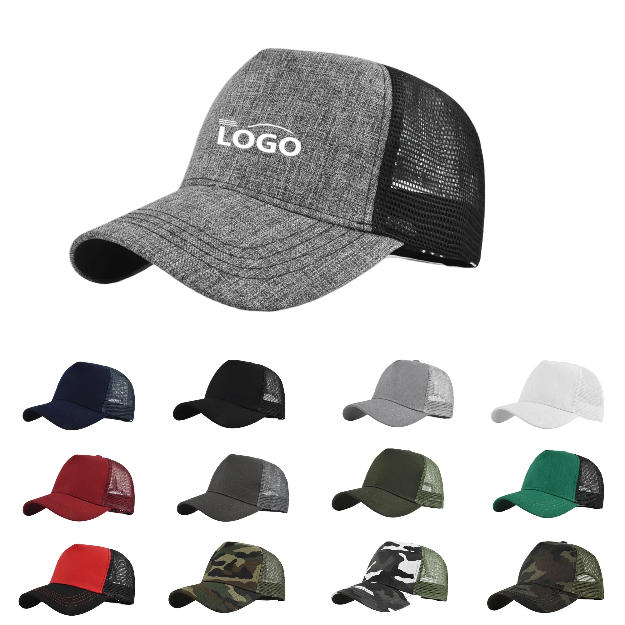 MOQ50 5 Panel Structured Mesh Baseball Cap 2