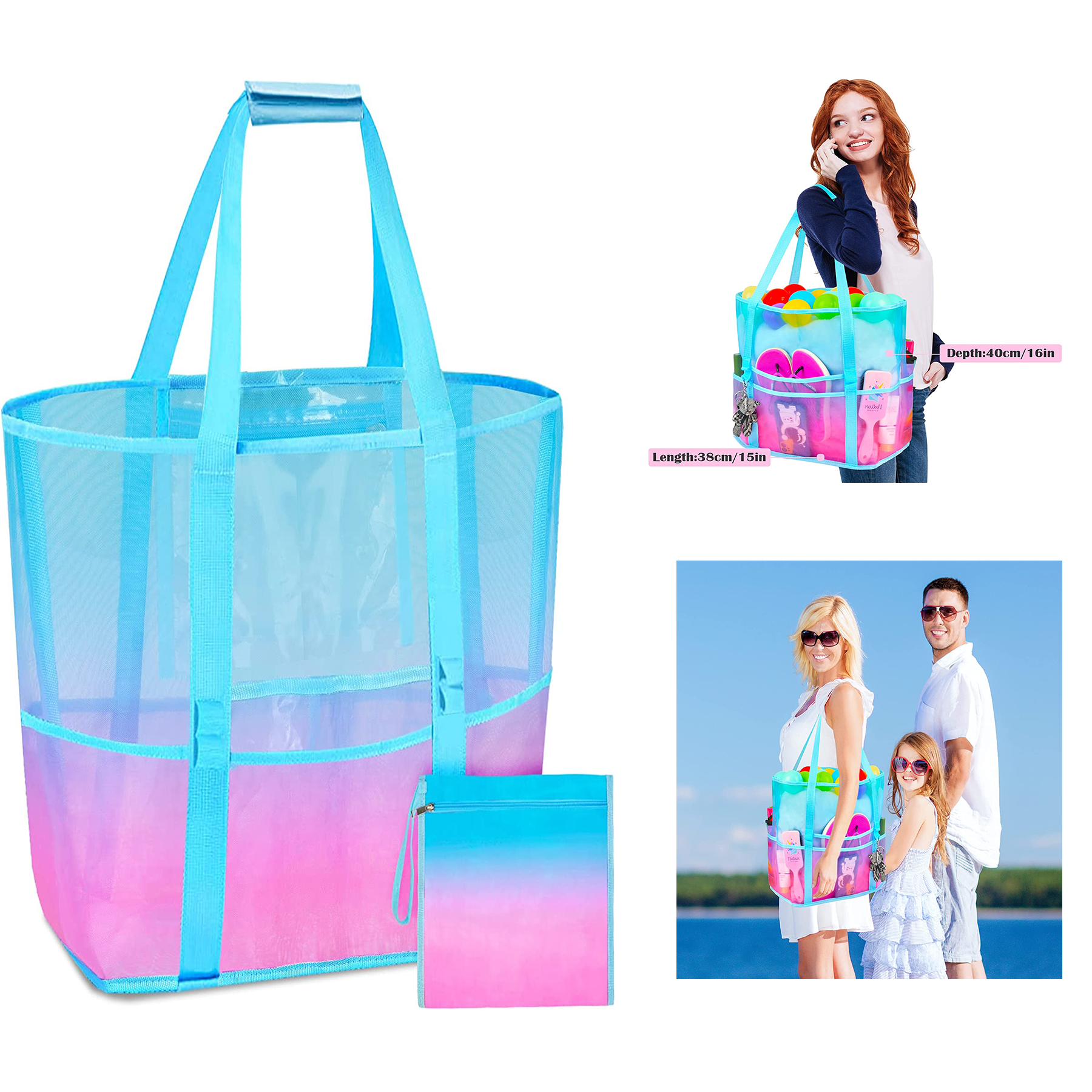  9.8 x 10.6 Inches Beach Tote Bag with Zipper Pocket 1