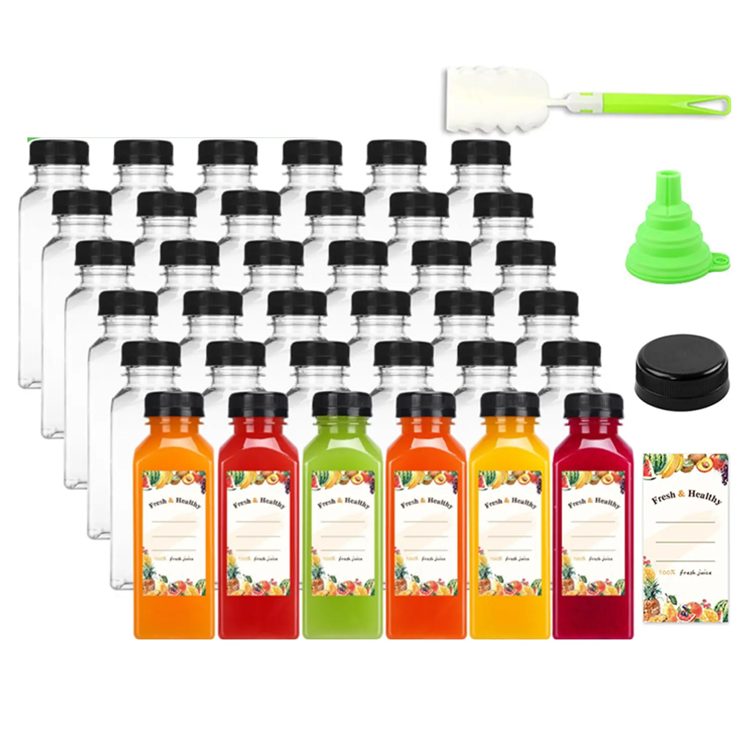 16 OZ Empty Plastic Juice Bottles with Caps 2