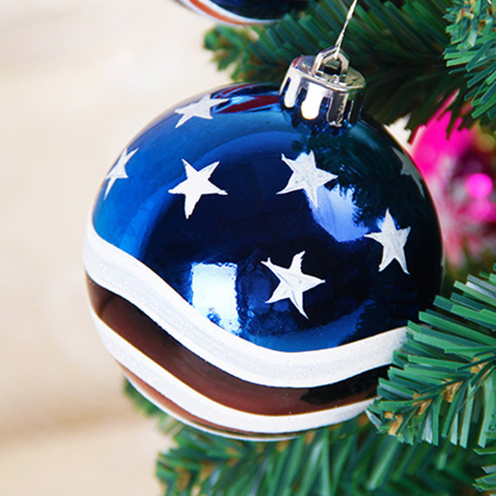 Christmas Tree 6pcs 8cm USA Flag Colored Balls 2