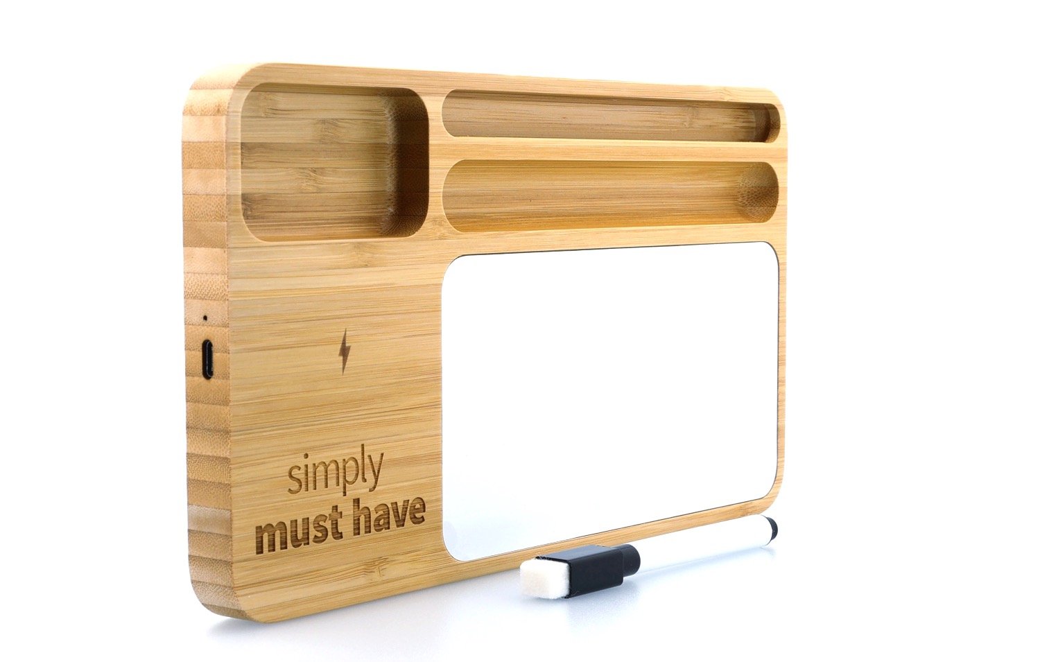 Bamboo 10W Wireless Charging Base with Dry Erase Board 55