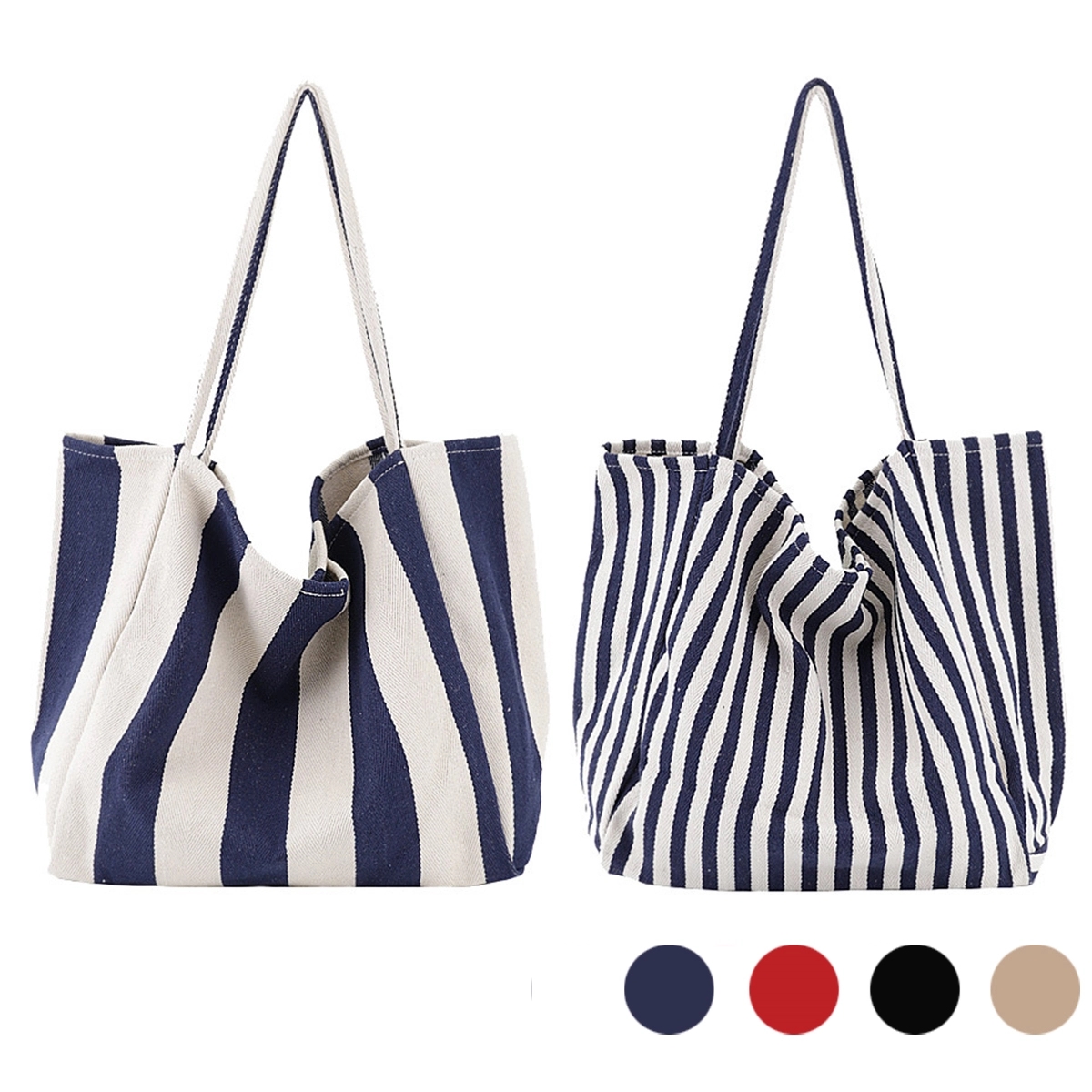 Large Striped Canvas Tote Bag 1