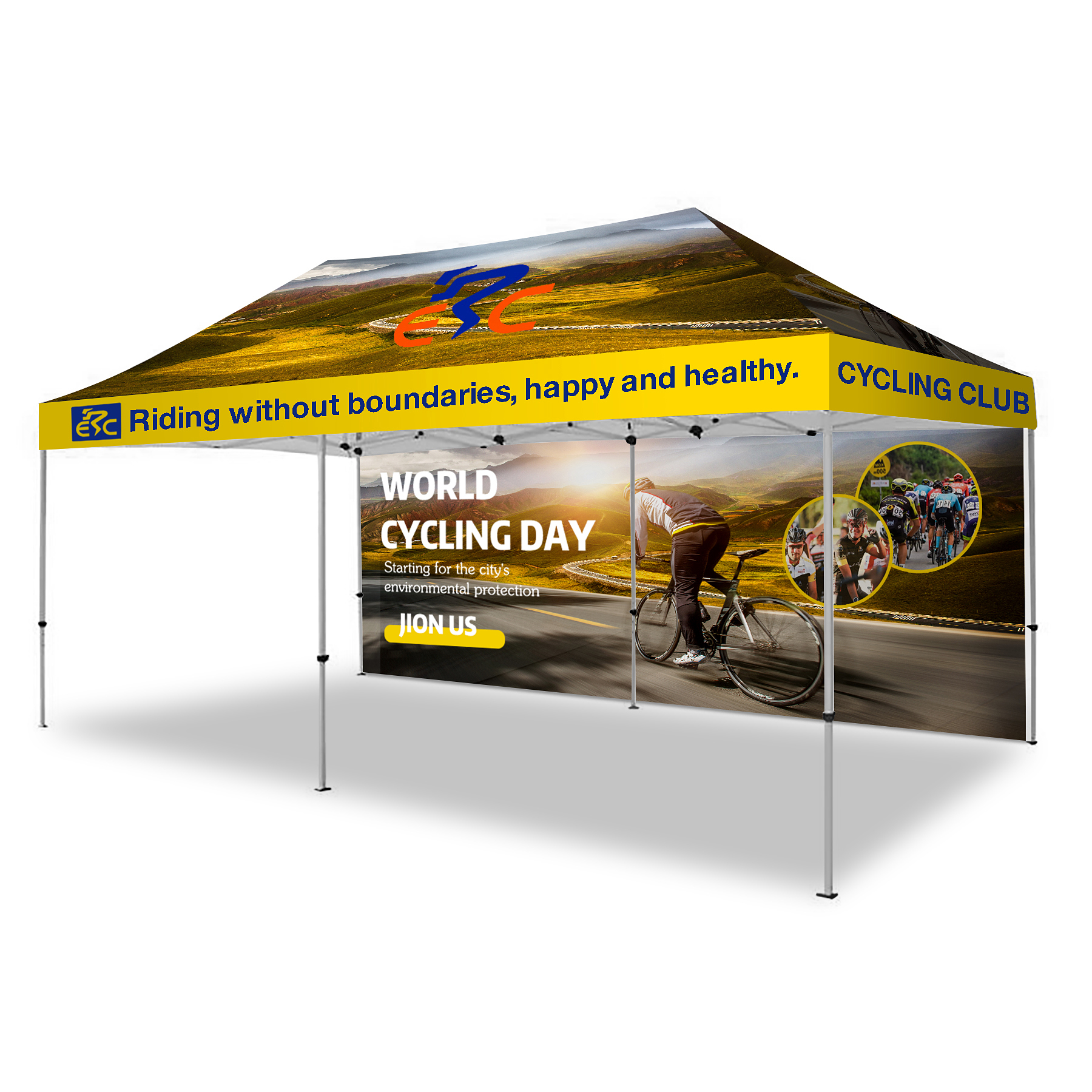 10' X 20' Hex Aluminum Frame Tent w/Full Color Canopy And Back Wall 2
