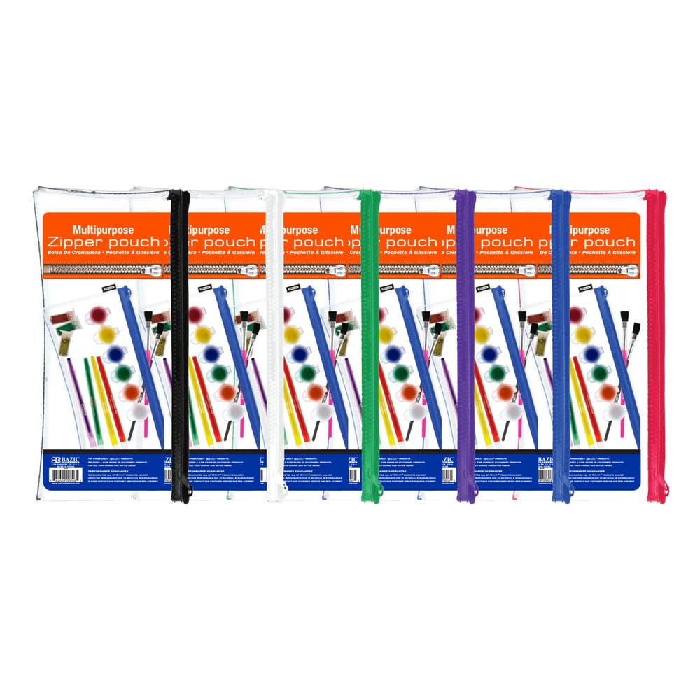 Pencil Pouch - Clear Assorted Color Zippers 1